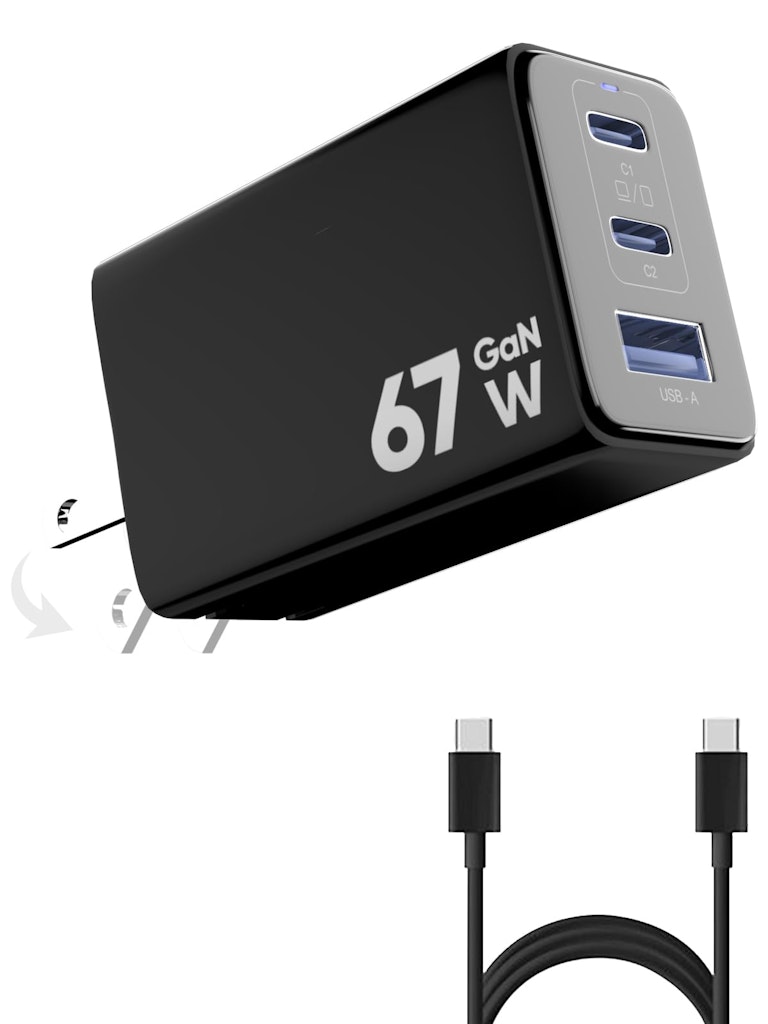 USB-C 67W 3-Port GaN Fast Charging Block: 1-Cent