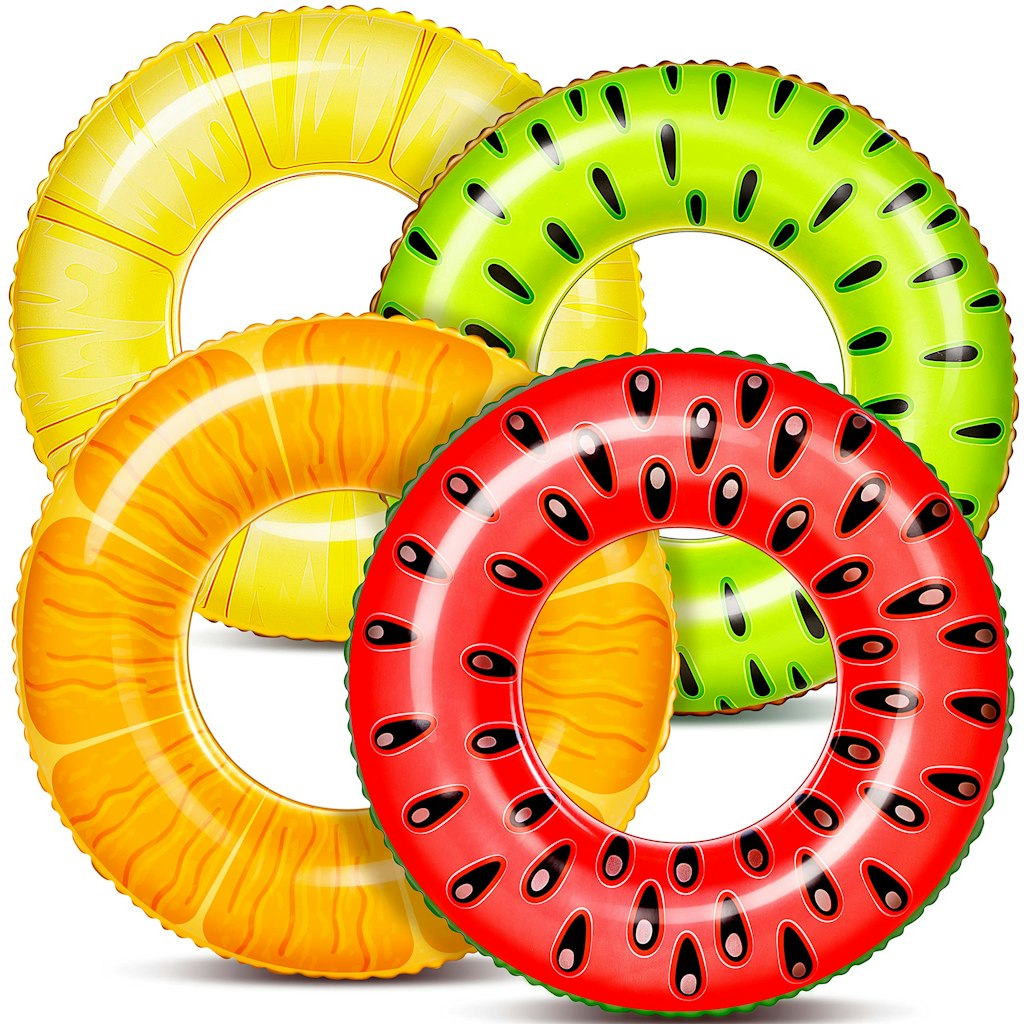 Sloosh 4-Pack Inflatable Fruit Pool Floats: $20