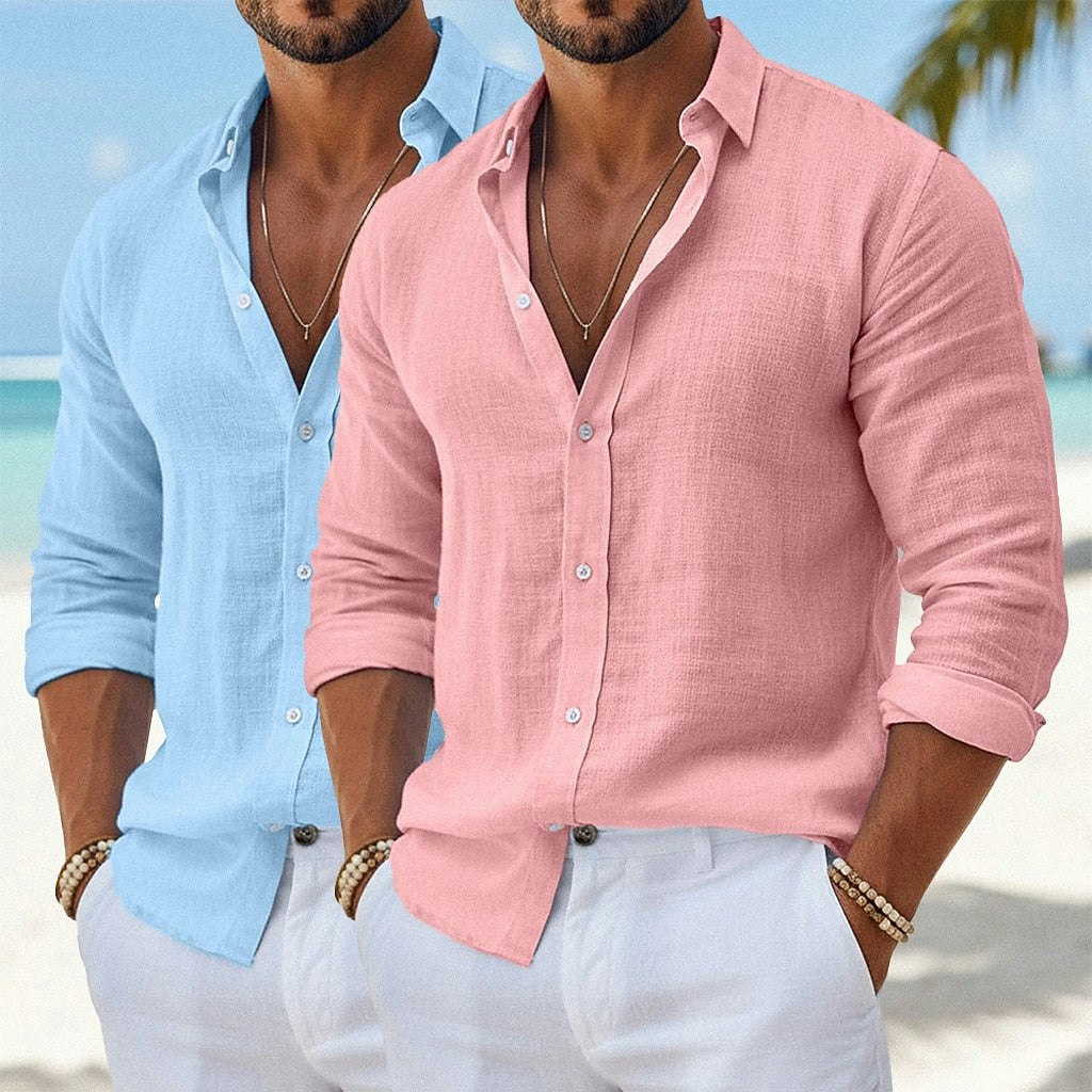 Men's Linen Summer Shirts: 2 for $17