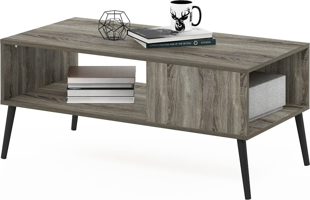 Furinno Claude Mid-Century Coffee Table w/ Wooden Legs: $26