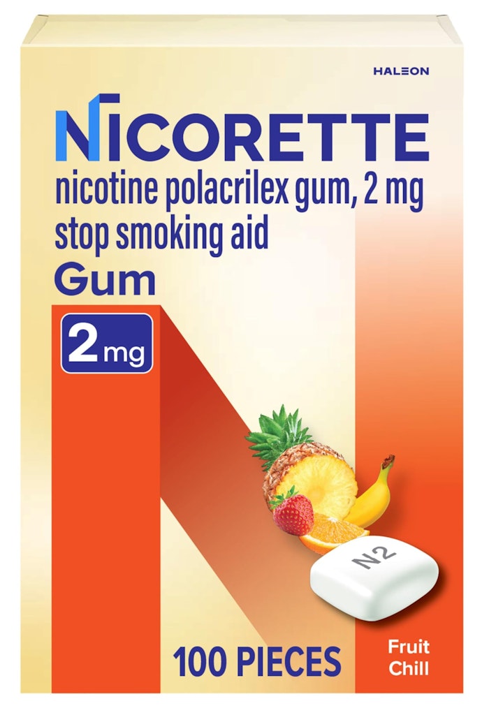 Nicorette 2mg Fruit Chill Nicotine Gum 100-Pack: $12