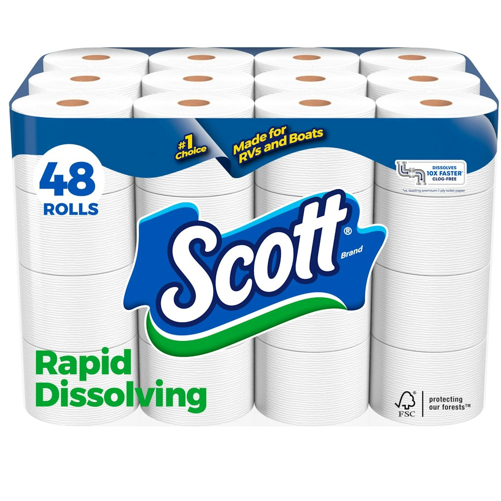 Scott Rapid-Dissolving Toilet Paper Double Roll 48-Pack: $21