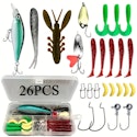 26-Piece Freshwater Fishing Lures Kit for $1 + free shipping w/ $25