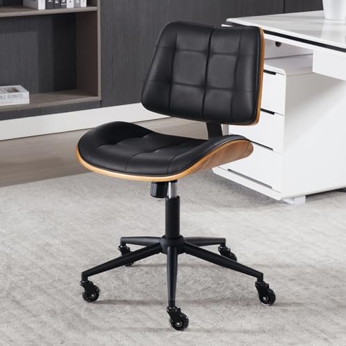Beryth Armless PU Leather Mid-Back Office Desk Chair with Wheels: $105 w/ Prime 