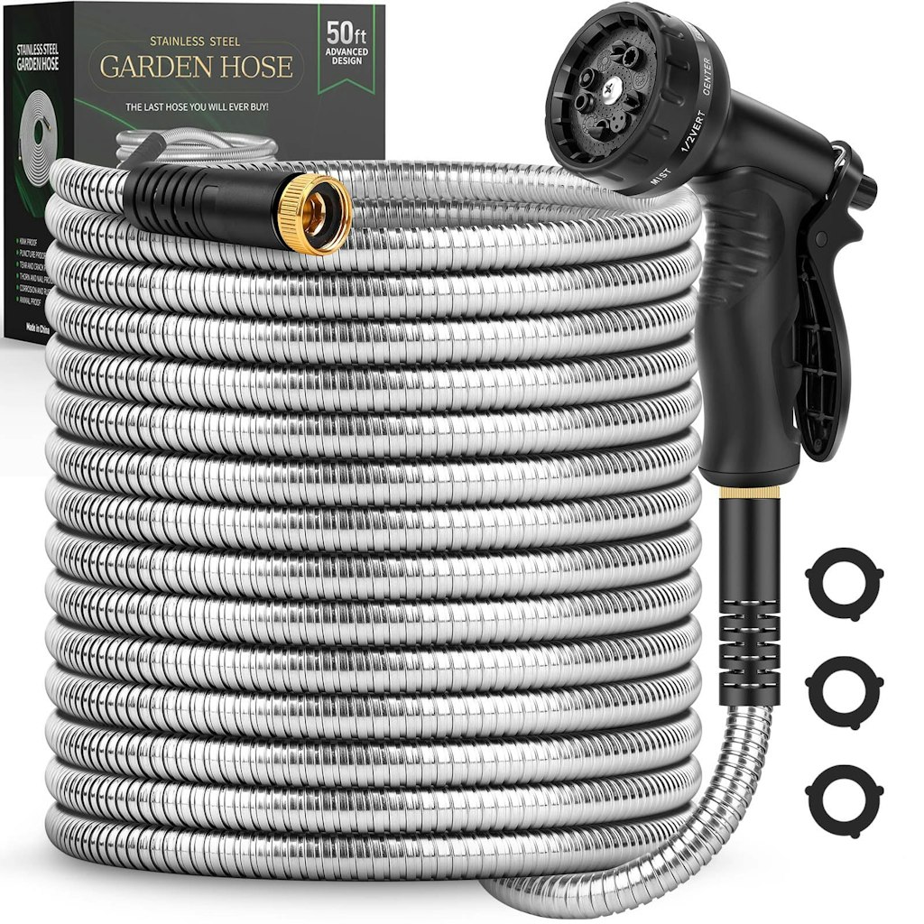 50-Foot Stainless Steel Garden Hose: $30