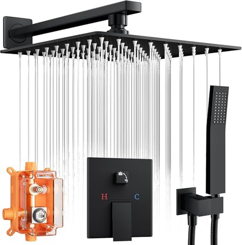 Shower Faucet Set 10" Rainfall Shower System w/ Handheld Combo