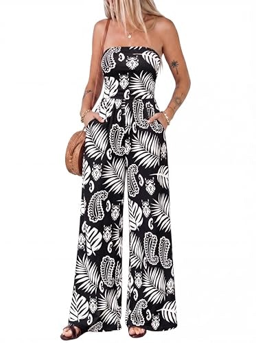BTFBM Women's Floral Strapless Wide-Leg Jumpsuit: 40% off