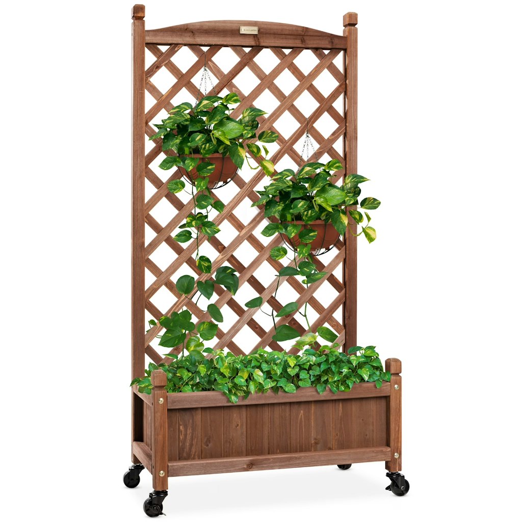 Best Choice Products 48" Mobile Wood Planter Box and Trellis: $60
