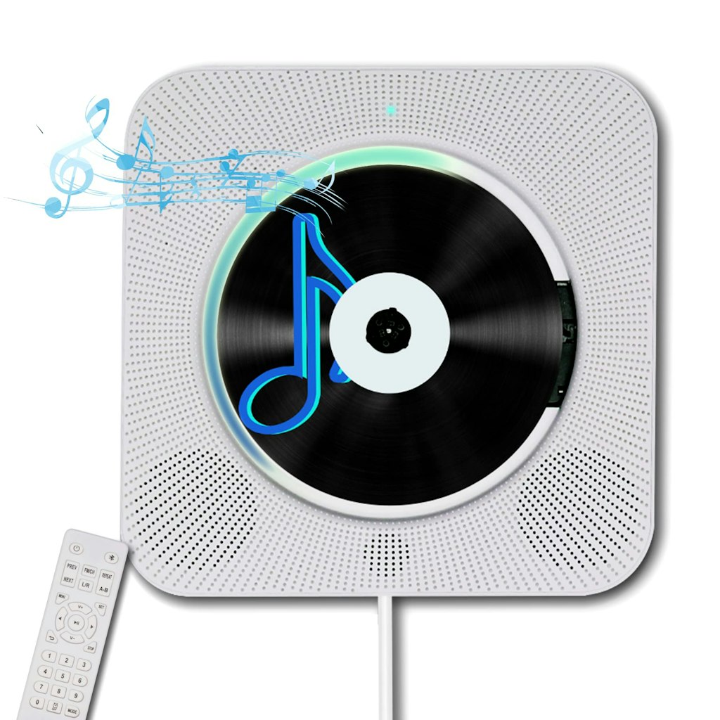 Portable Wall-Mounted CD Player w/ Bluetooth: $33