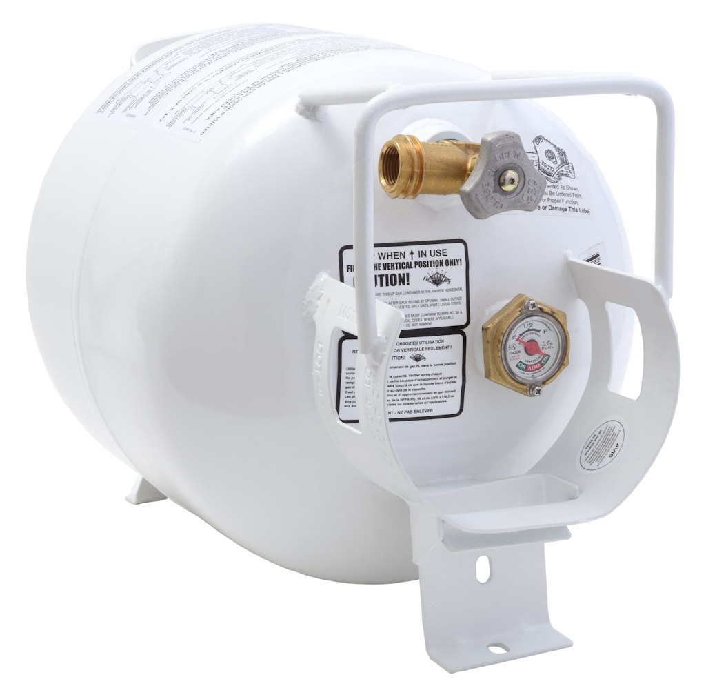 Flame King 20-lb. Empty Steel Horizontal Propane Tank w/ OPD & Built-in Gauge: $119