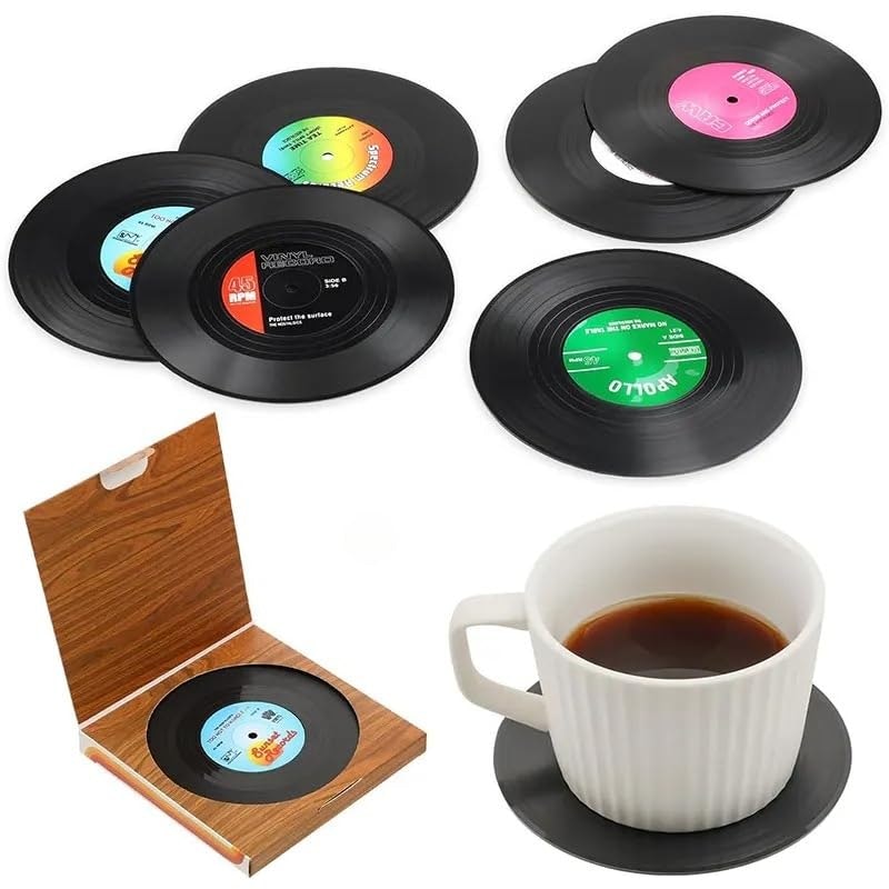 Retro Vinyl Record Coasters 6-Pack: $3.39