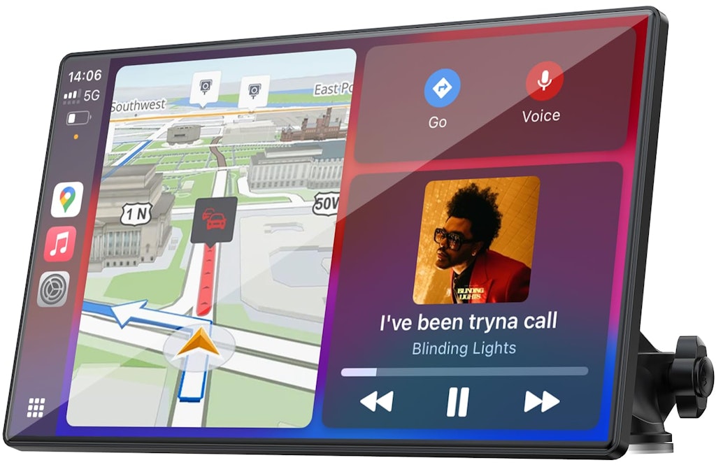 Topexplore 9" Wireless CarPlay & Android Auto Portable Touchscreen: $59