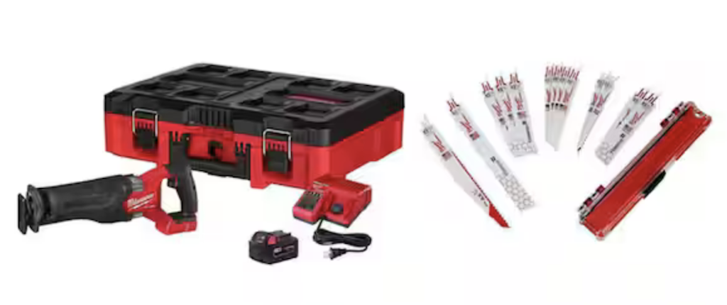 Milwaukee M18 Fuel 18V Brushless SAWZALL w/ Box, Battery, Charger, and 13pc Blade Set: $259