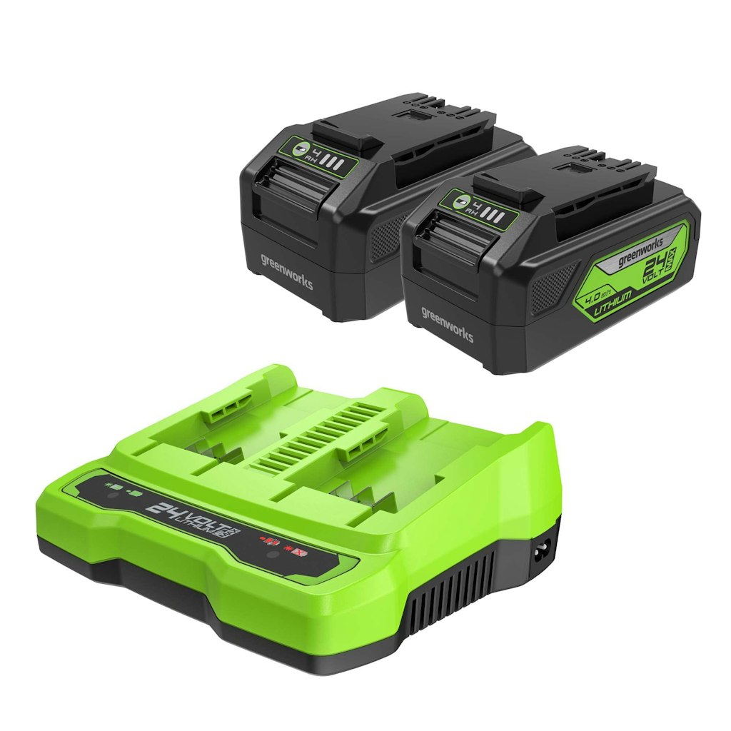 Greenworks 24V USB Battery 2-Pack w/ Dual Port Rapid Charger: $105