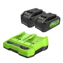 Greenworks 24V USB Battery 2-Pack w/ Dual Port Rapid Charger for $105 + free shipping