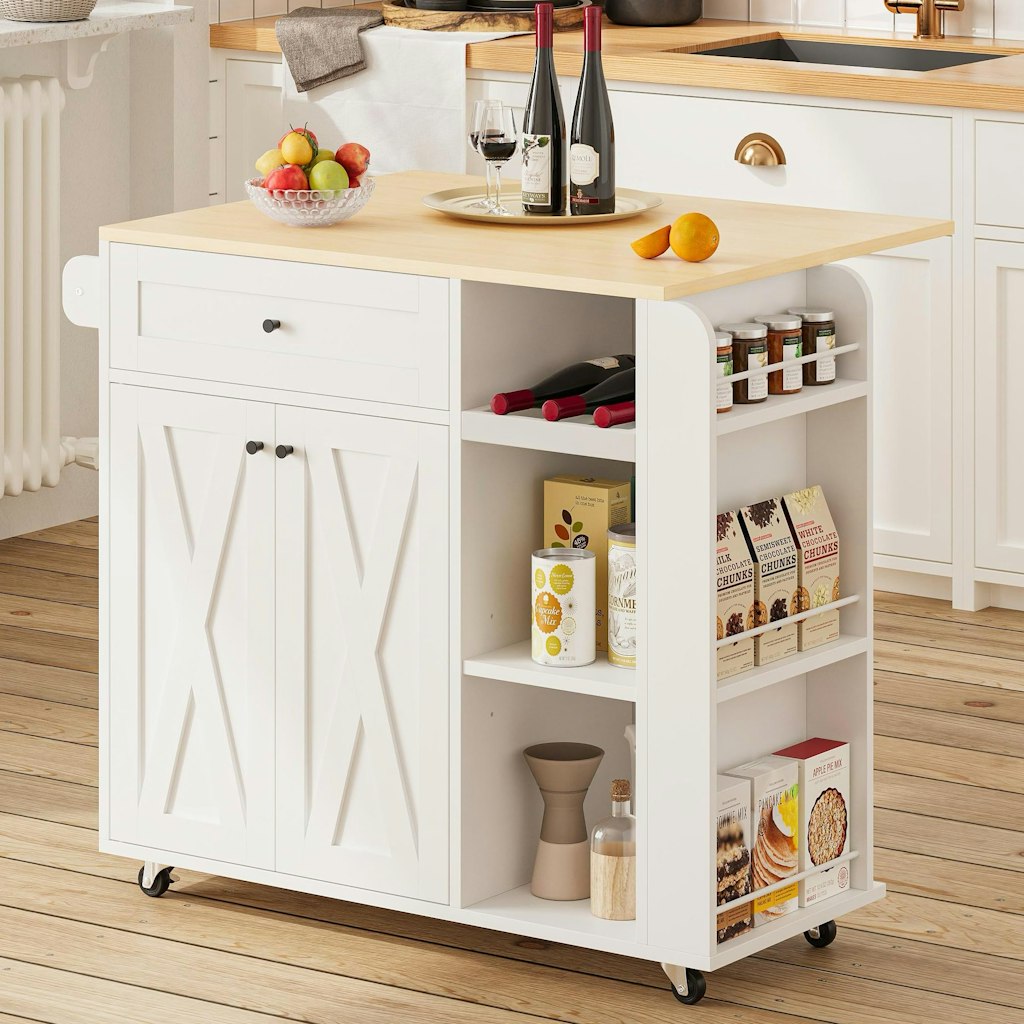 Kitchen Island Cart w/ Wine Rack: $90