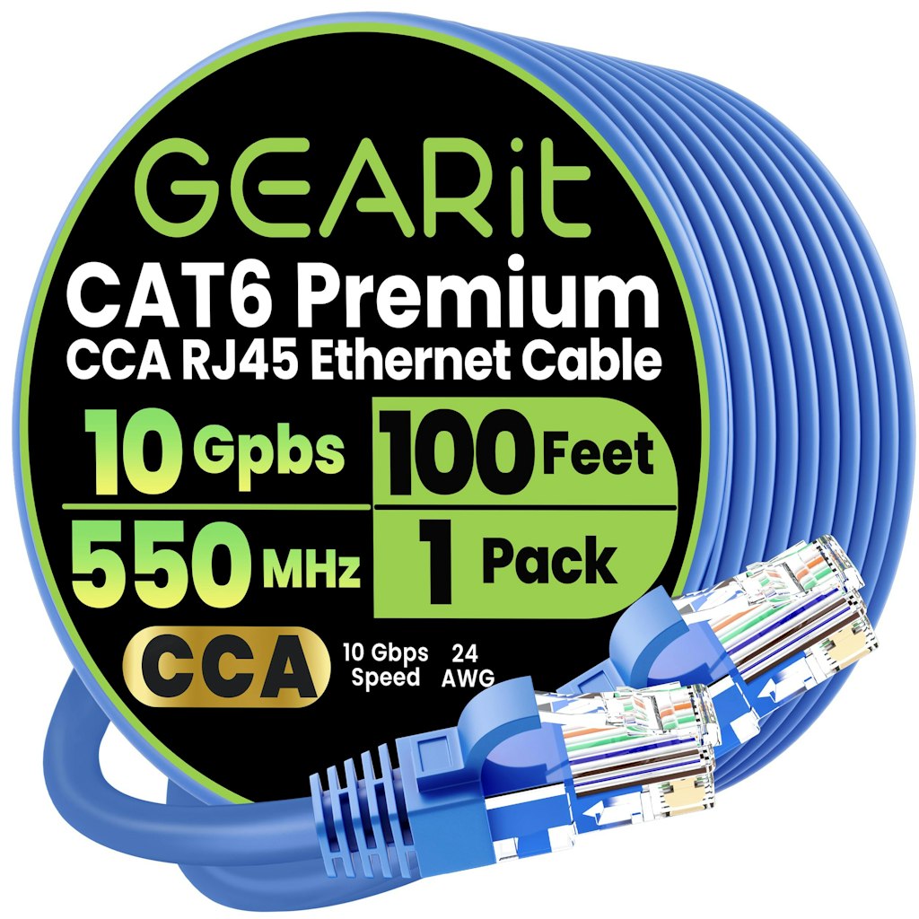 GEARit 100-Foot Cat 6 CCA UTP Ethernet Cable: $9.84