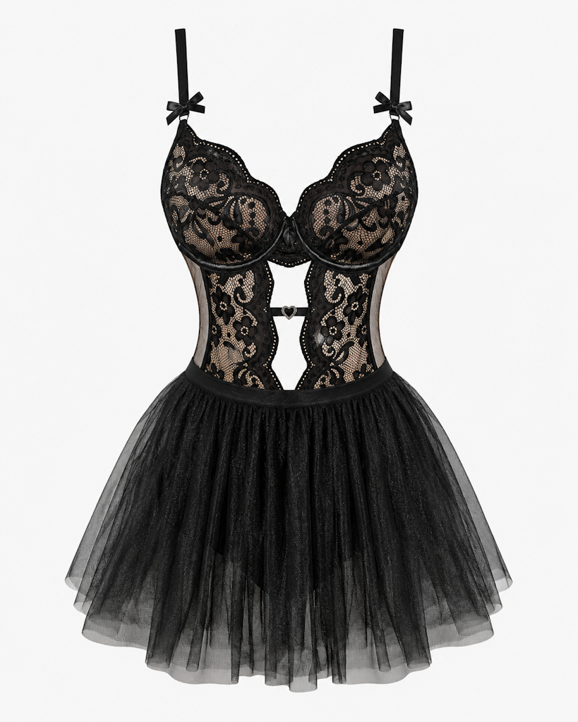 Avidlove Lace Teddy Lingerie Bodysuit with Detachable Mini Skirt Medium: $4.99