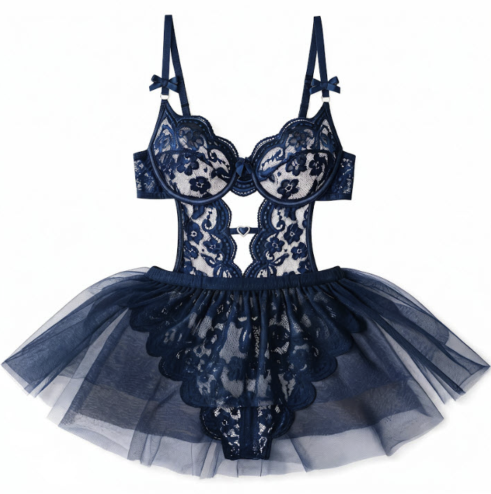 Avidlove Lace Teddy Lingerie Bodysuit with Detachable Mini Skirt Medium: $4.99
