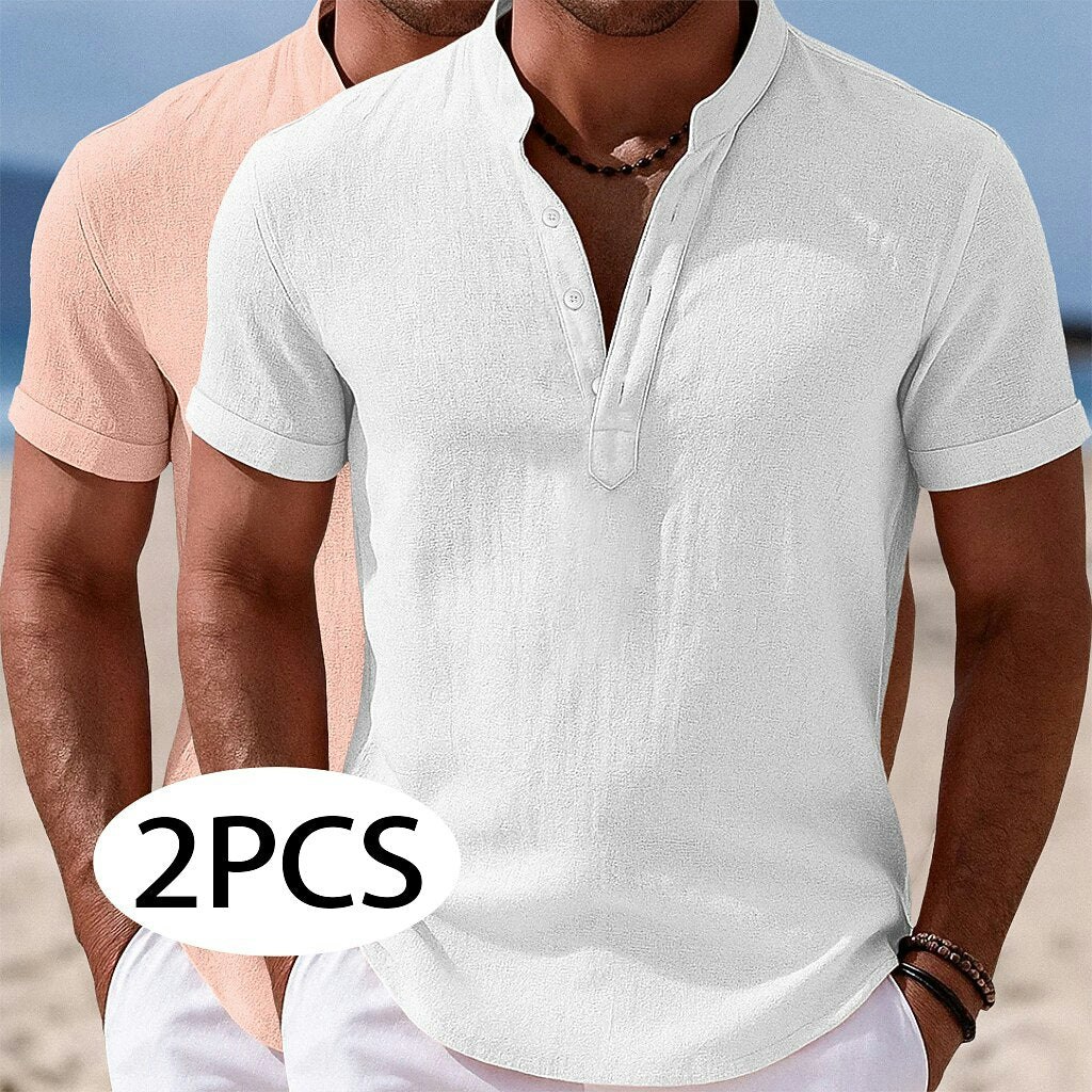 Men's Linen Shirts 2-Pack: $14