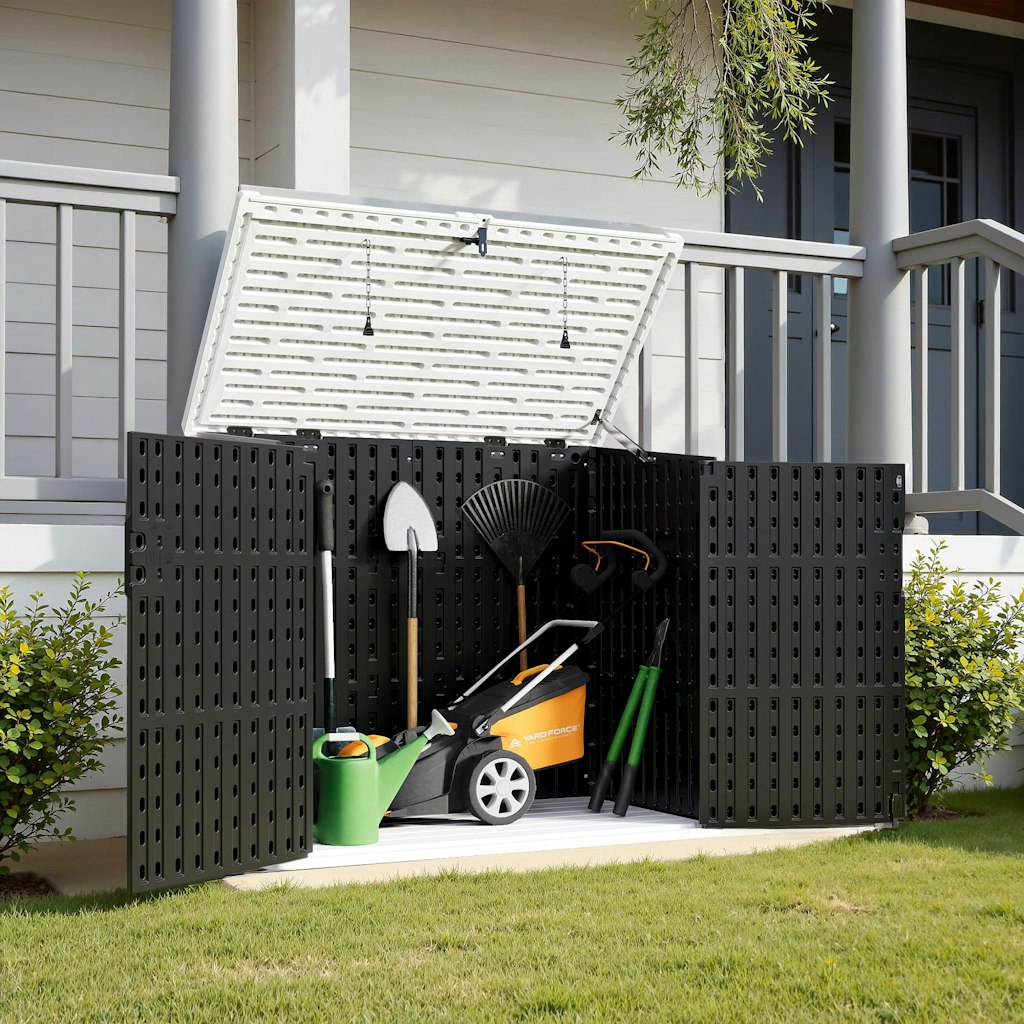 34-Cu.-Ft. Waterproof Horizontal Resin Storage Shed: $148 34-Cu.-Ft. Waterproof Horizontal Resin Storage Shed: $148