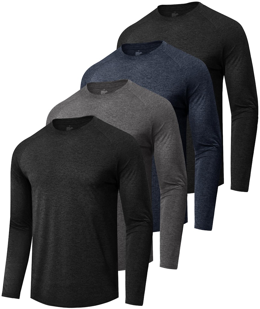 Men's Moisture Wicking Long Sleeve Shirt 4-Pack: $15