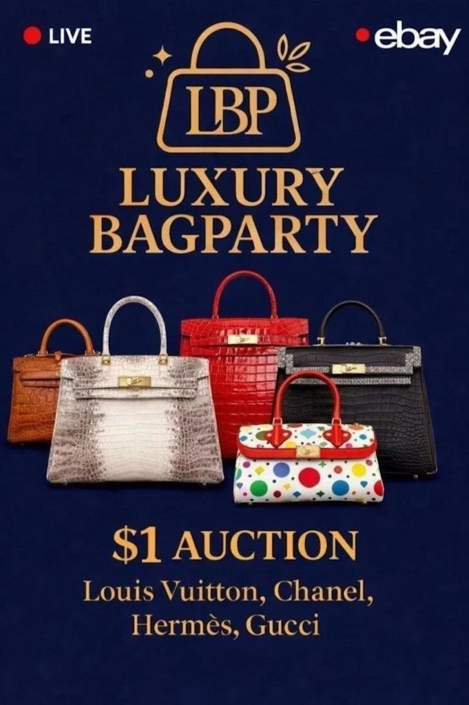 Luxury Bags on eBay Live: Bids from $1