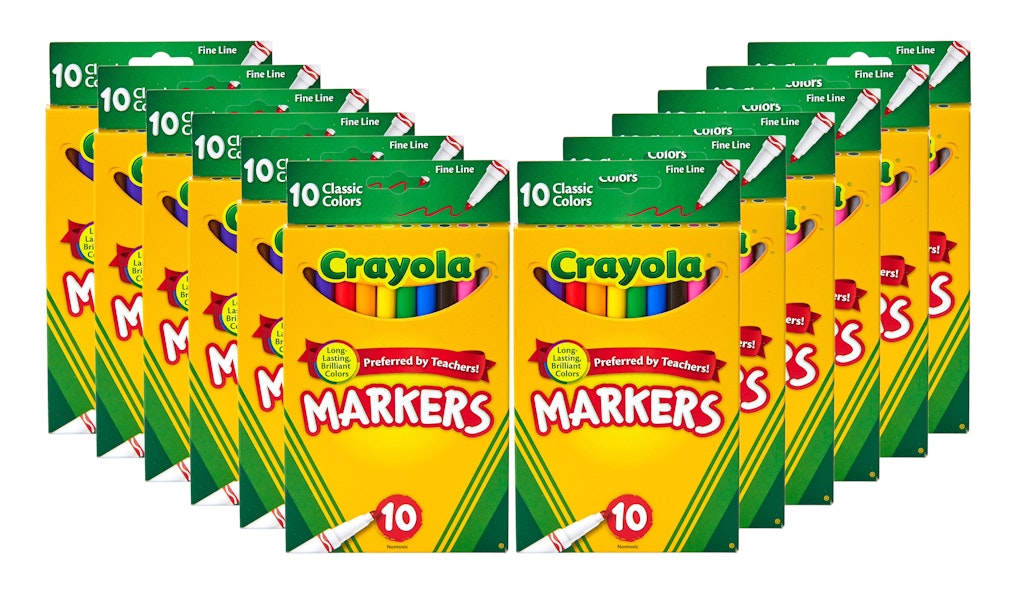 Crayola Fine Line Art Markers 10-Count Box 12-Pack (120 total): $12