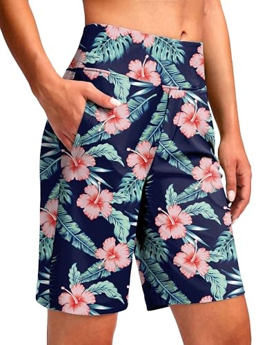 Viodia Women's 9" Long Swim Shorts with Pocket: $12.89