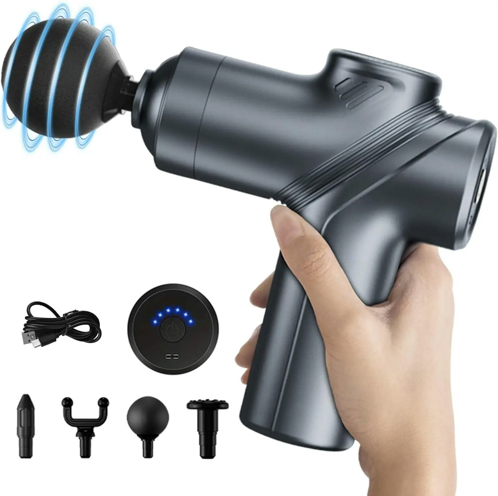 Leercon Mini Muscle Massage Gun w/ 4 Interchangeable Heads: $15 Leercon Mini Muscle Massage Gun w/ 4 Interchangeable Heads: $15