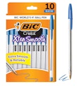 BIC Cristal Xtra Smooth 1.0mm Ballpoint Pen 10-Pack: 97 cents + free shipping w/ Prime