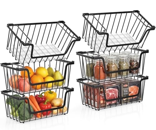 SUNALLY Stackable Wire Storage Baskets 6-Piece: 50% off SUNALLY Stackable Wire Storage Baskets 6-Piece: 50% off