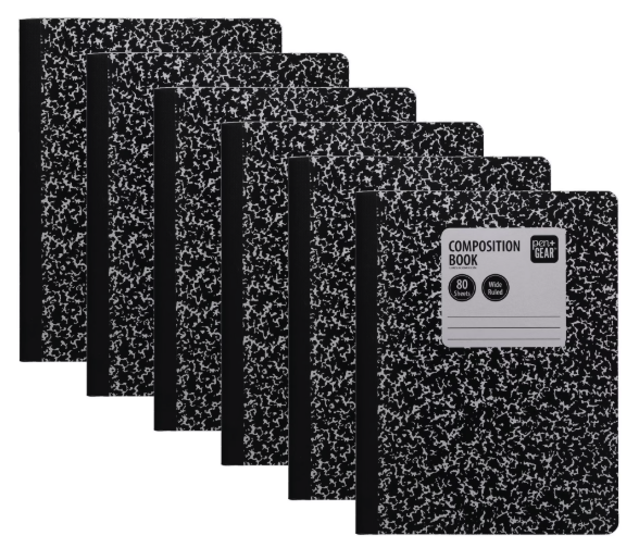 Pen+Gear Wide Ruled 80-Sheet Composition Book 6-Pack: $2.28