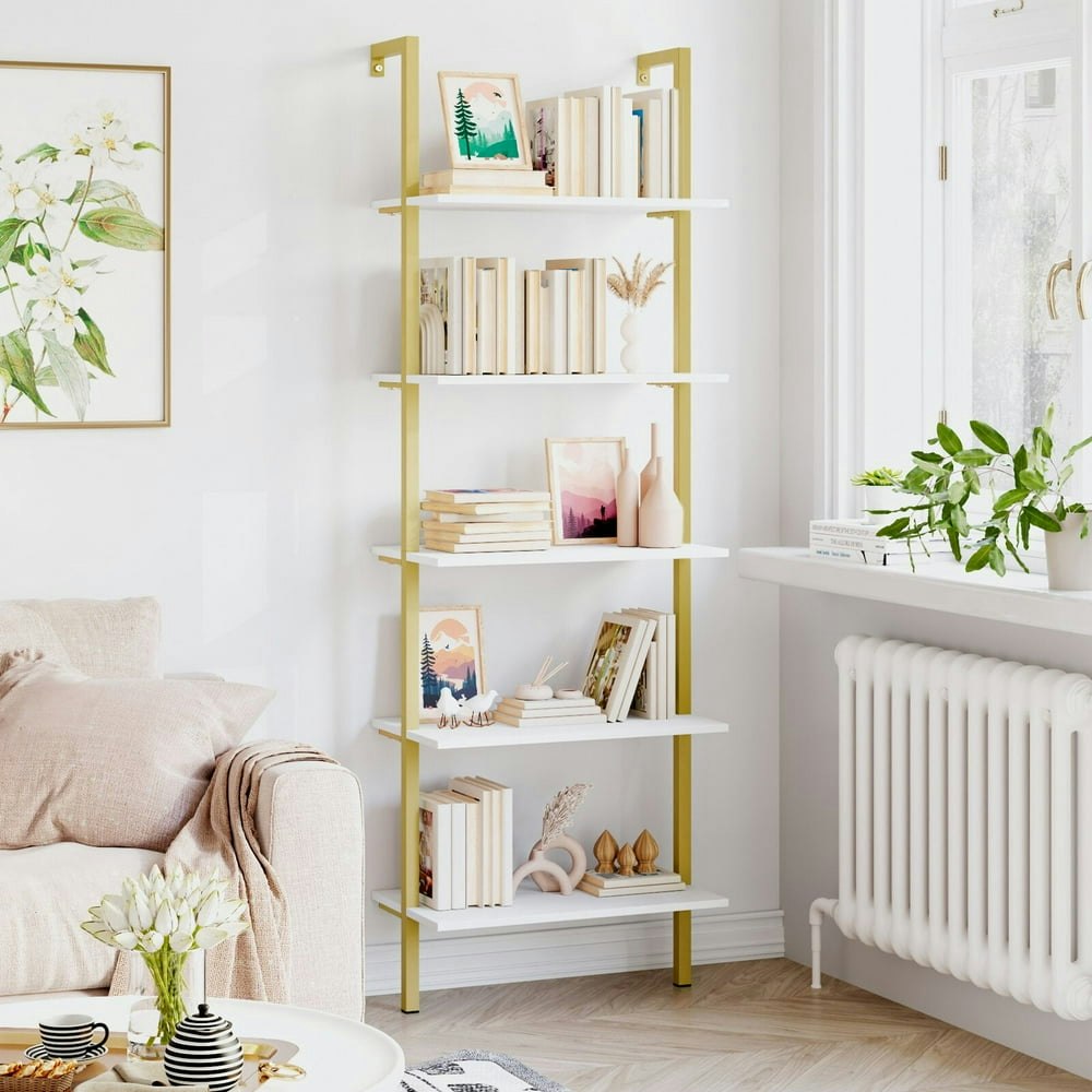 Homfa 5-Tier Wall-Mounted Ladder Bookcase: $69.98 Homfa 5-Tier Wall-Mounted Ladder Bookcase: $69.98