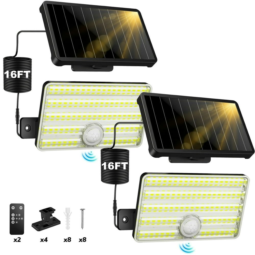 SZRSTH Solar Powered Motion Sensor Security Flood Lights 2-Pack: $35.29