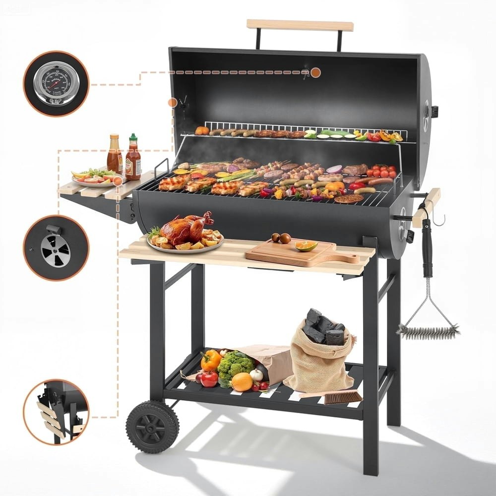 30-inch Charcoal Barrel Grill and Offset Smoker: $139.99 30-inch Charcoal Barrel Grill and Offset Smoker: $139.99