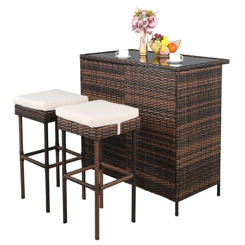 Ktaxon 3-Piece Wicker Patio Bar Set: $152.99