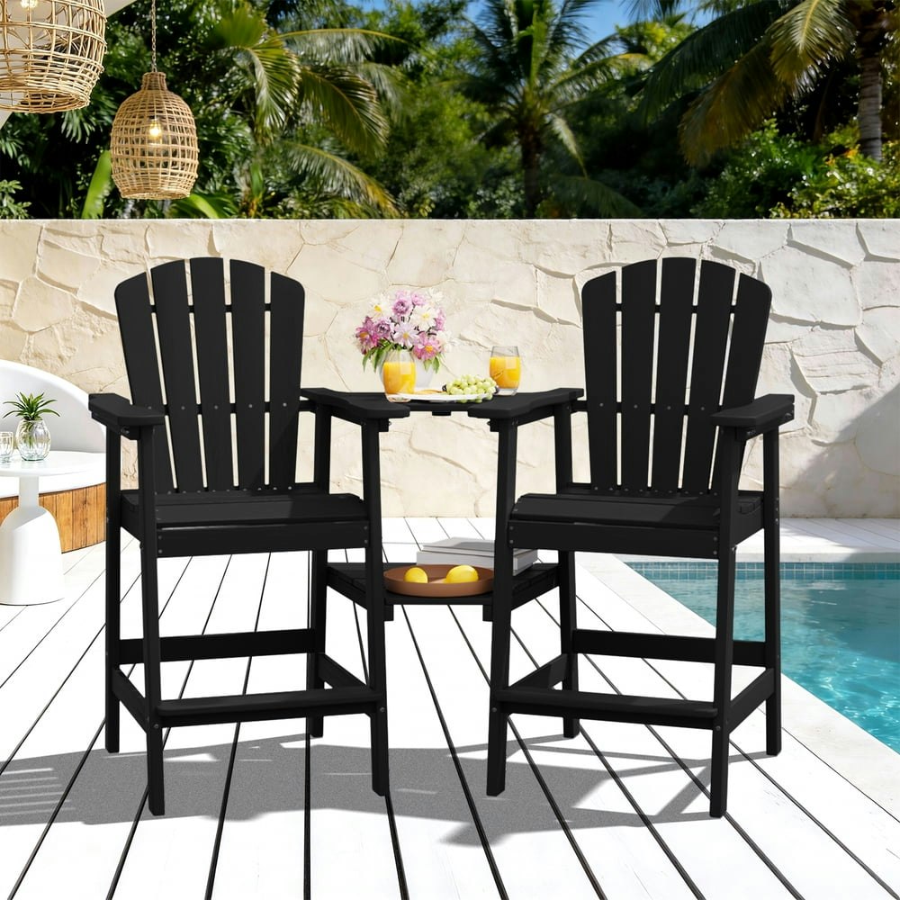 Loyalice Tall Plastic Adirondack Chair and Barstool Set with Connecting Tray 2-Pack: $175.99