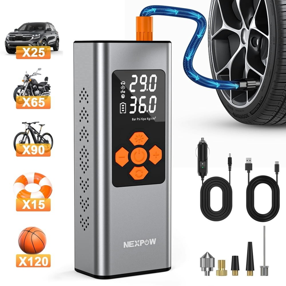 Nexpow 150-PSI Portable Cordless Tire Inflator: $27.99