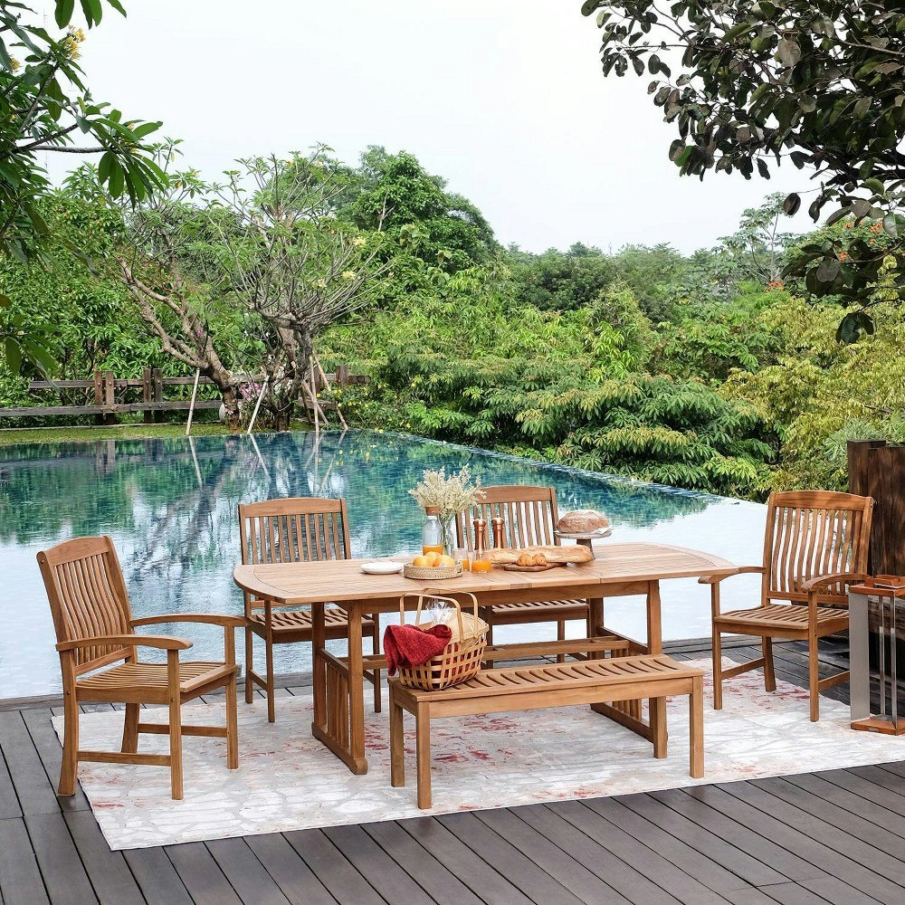 Sonoma Lane Amherst 6-Piece Teak Outdoor Dining Set: $2,276 Sonoma Lane Amherst 6-Piece Teak Outdoor Dining Set: $2,276
