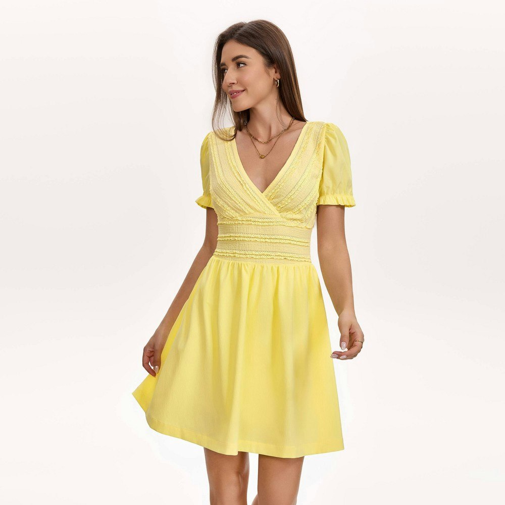 Wild Fable Women's Puff Sleeve Lace Mini Dress: $32 Wild Fable Women's Puff Sleeve Lace Mini Dress: $32
