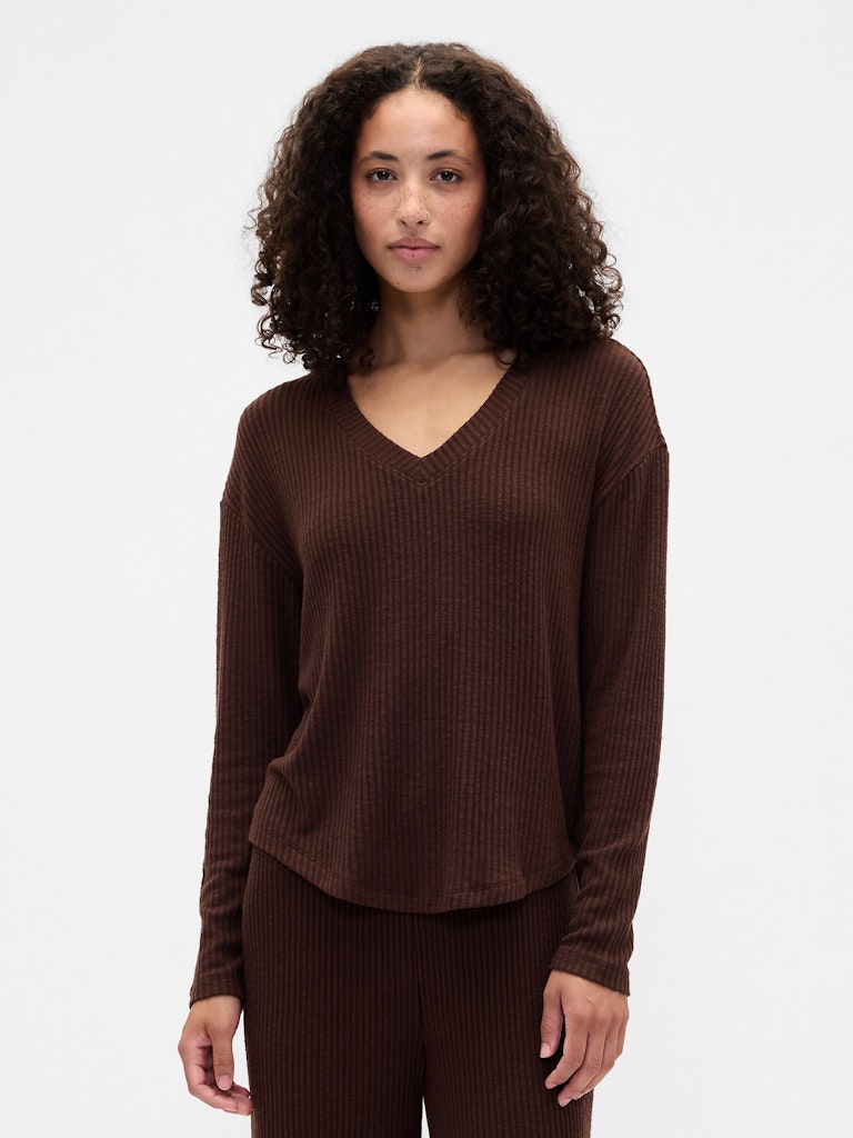 Relaxed Ribbed Pajama Top: $13.97