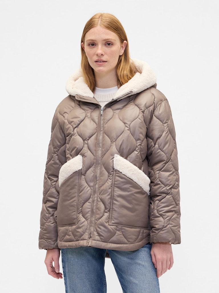Recycled Relaxed Sherpa-Trim Jacket: $49.97 Recycled Relaxed Sherpa-Trim Jacket: $49.97