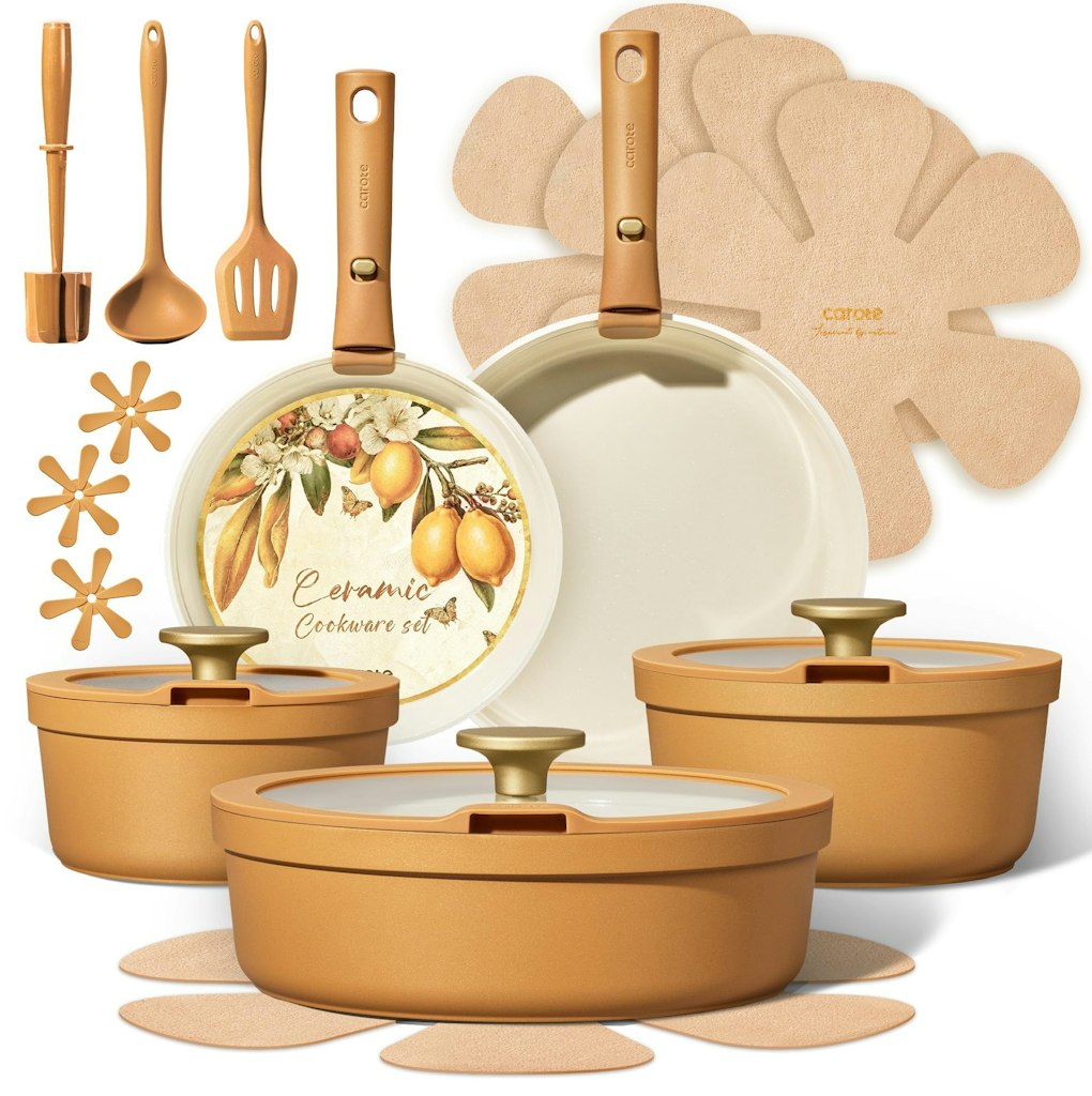 Carote 20-Pc. Ceramic Cookware Set w/ Detachable Handles: $40 Carote 20-Pc. Ceramic Cookware Set w/ Detachable Handles: $40