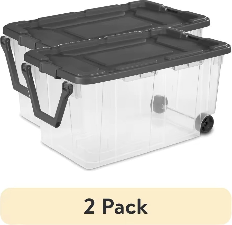 160-Quart Wheeled Storage Bin 2-Pack: $35 160-Quart Wheeled Storage Bin 2-Pack: $35