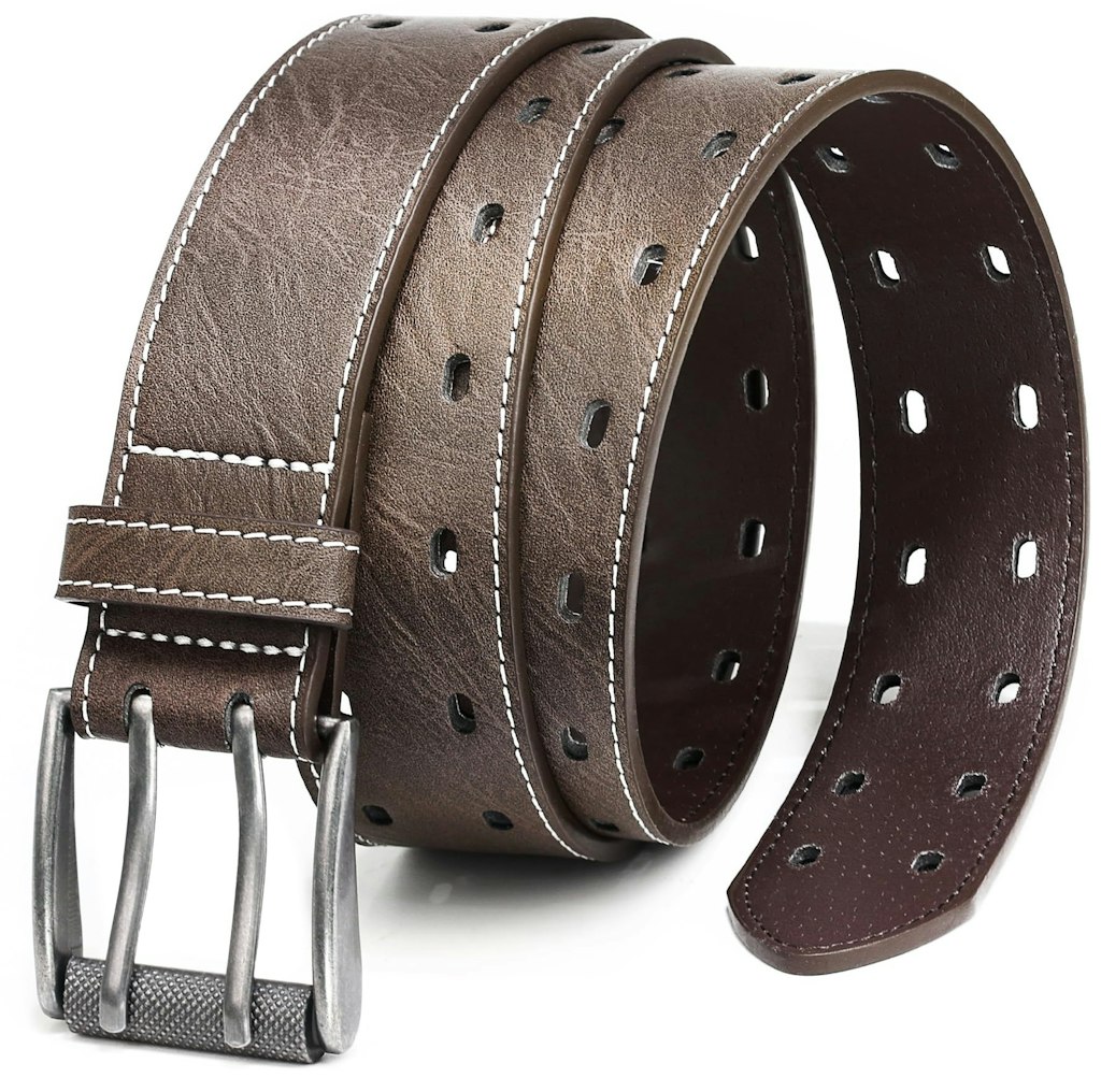 Men's Classic Double-Prong Faux Leather Belt: 1-cent