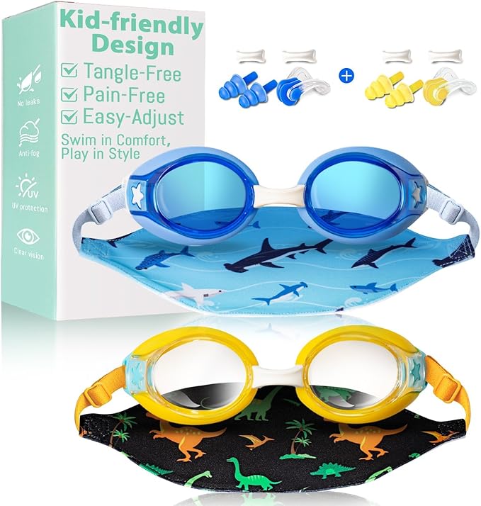 Pixel Panda Kids' Swim Goggles 2-Pack for $9 + free shipping w/ Prime