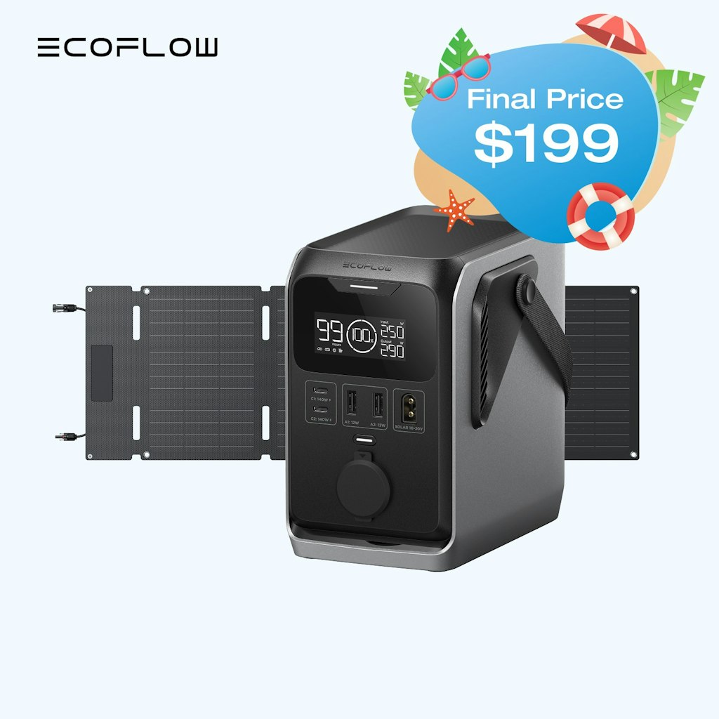 EcoFlow Trail 300 DC 288Wh Portable Power Station w/ 45W Solar Panel: $199
