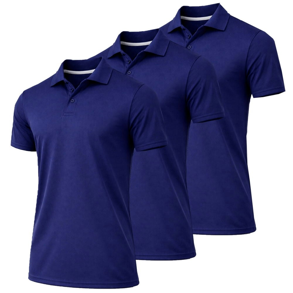 Men's Dry Fit Moisture-Wicking Polo Shirt 3-Pack: $23.77