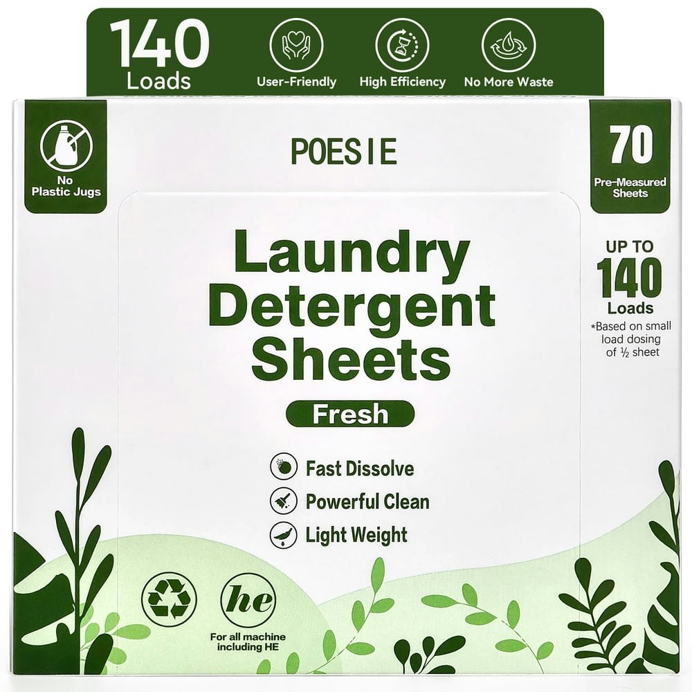 Poesie Laundry Detergent Sheets 140-Load 2-Pack: $6.49